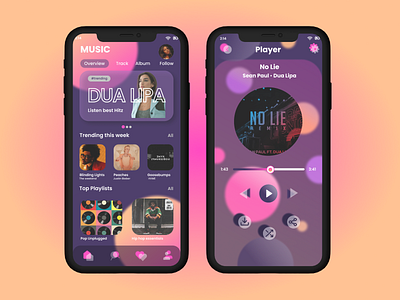 Glassmorphic Music App UI Design