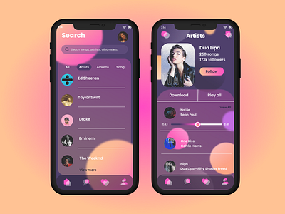 Glassmorphic Music App UI Design