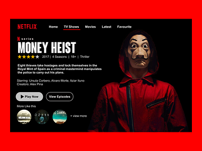 Money heist landing page Design