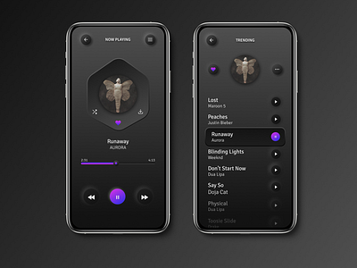 Dark UI Design (Music App) app design darkui figma graphic design mobile design music app uiux