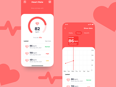 Heart Rate app design ui