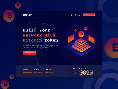 Bitcoin token hero page - Landing Page Design design figma hero section landing landingpage nft nft landing nft market nft page ui ui design uiux uiux desgine