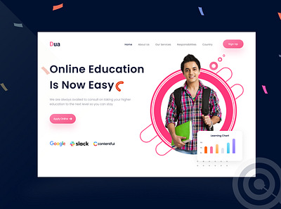 Online Education Landing Page concept template design e learning education hero section landing landing page onlin ui ui design uiux design web web design web page webdesign website website20design