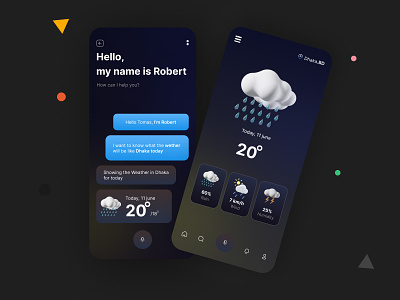Voice Assistant Weather App android app android mobile app android ui app app design screens apps ios app ios mobile app ios ui ios ux mobile mobile app design mobile design ui ui design ui mobile uiux user interface ux mobile