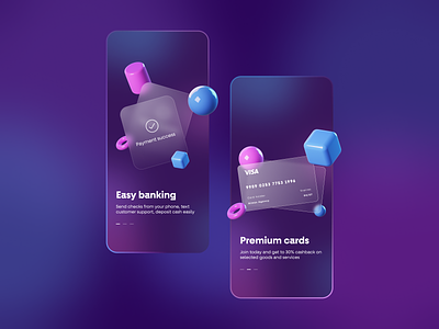 Pacific - Glassmorphism Banking Application (UI Concept) 3d app banking card clean concept creative dailyui design design research figma glassmorphism minimalism mobile app design mobile ui ui ux