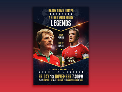 Barry Town Legends Match graphic design legends poster poster design rugby sport