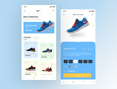 Shoes app air app dark theme e commerce ecommerce green ios mobile nike run shoes shop sport store ui concept