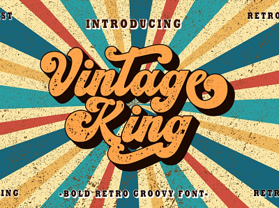 VINTAGE KING 60s 70s 80s apparel bold clothing cursive display font funk funky old pop poster retro rough script traditional typeface