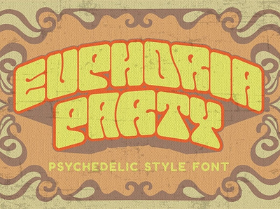 EUPHORIA PARTY - Psychedelic Style Font album bold classic cover decorative display font fun groovy headline hippy love music poster psych psychedelic retro sixties strong vintage