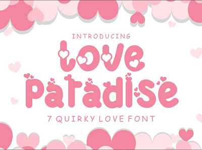 Love Paradise - Quirky Love Font With 6 Different Versions best font branding font children font couple font crafting font cute font decorative font display font greeting card happy font hearth font invitation font loe font logo font lovely font poster font quirky font romantic font valentines font wedding font