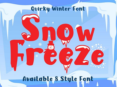 Snow Freeze a quirky playful font with 7 different style best font branding font children font christmas font decorative font display font fancy font fun font holiday font invitation font logo font new year font party font playful font poster font quirky font quote font typeface winter font xmas font