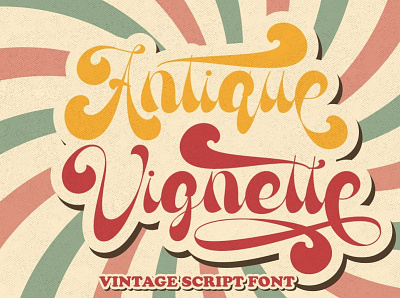 Antique Vignette - Quirky Vintage Script Font 60s font 70s font 80s font aesthetic font apparel font bold font classic font clothing font display font funk font funky font hipster font lettering font logotype font pop font poster font retro font retro script script font vintage font