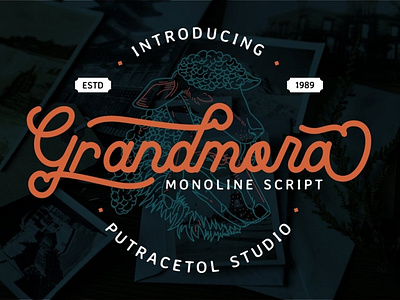 Grandmora - Monoline Script Font apparel font badge font branding font classic font clothing font cursive font display font hipster font label font lettering font logo font mono script monoline font old font poster font retro font script font signature font typeface font vintage font