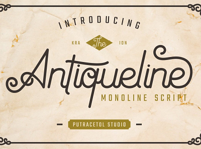 Antiqueline - Unique Monoline Script antique font apparel font best font calligraphy font classic font display font hipster font lettering font logo font modern font monoline font old font old school opentype font retro font script font typeface font typography font unique font vintage font