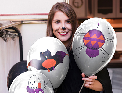 Halloween Balloons balloons balloons design bat bat balloon halloween halloween art halloween balloons halloween design halloween illustration halloween party halloween print halloween print design skeleton skeleton balloon spider spider balloon