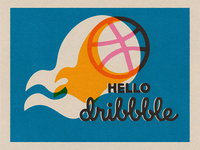 Hello Dribbble! design digitalart flat hellodribble illustration illustrator matchbook minimal screenprint typography