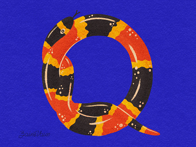 Coral Snake Q for 36 Days of Type 36days q 36daysoftype 36daysoftype08 36daysoftype2021 design flat illustration illustrator lettering lettering art lettering challenge snake illustration snakes type art typography