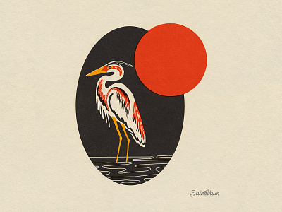 Red Moon Heron animal art animal illustration bird art bird illustration design mascot flat heron illustration art illustration design illustrator matchbook matchbookart moonlight retroart retrowave simple illustration vintage illustration vintage logo vintage style