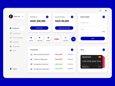 Financial Dashboard design ui ux