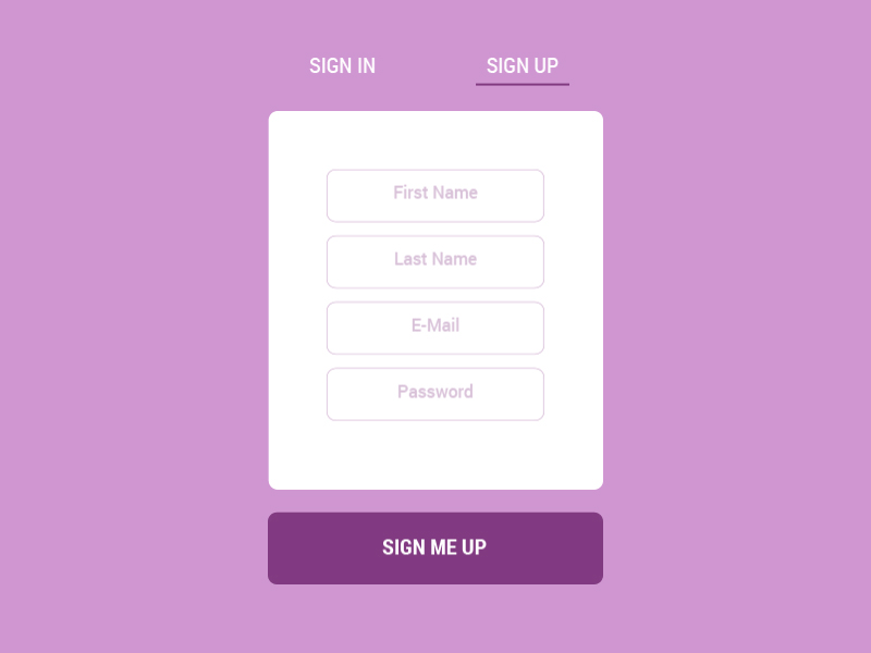 Simple Sign Up Form - Daily UI Challenge - 001 001 dailyui flat interface register signup ui