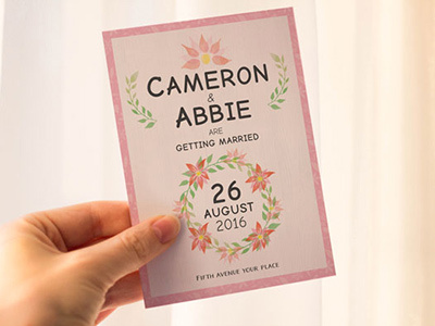 Save the Date - Wedding Invitation psd marriage flower 6x8 5x7 pink save the date invitation wedding