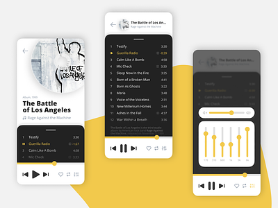 Concept of Music player mobile app android app design app audio app audio player design flat ios app design minimal mobile app design music app music player ui ux yellow