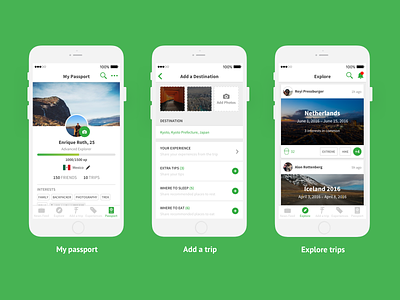 Travessey - Taking a startup trip app branding design green mobile travel user experience user interface