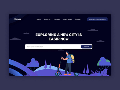 Travel - Web header 3d animation app branding design download dribbble ecommerce figma graphic design illustration landingpage logo motion graphics ui uiux ux vector webheader xd