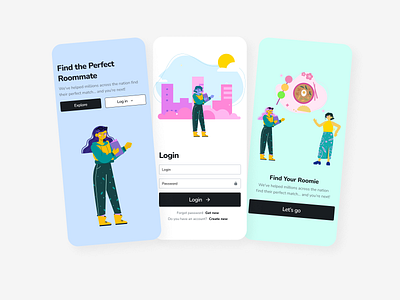 Roommate Search App app design illustration ui ux