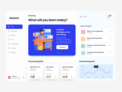 Dashboard for study 3d design ui ux web