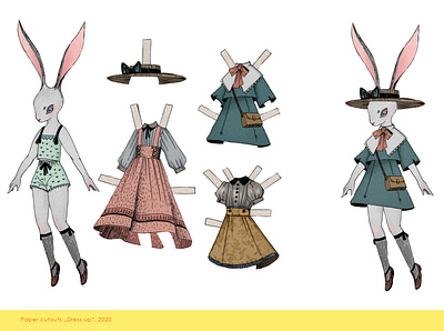Dress Up cutout angryalbatros character chracterdesign cutout illustration rabbit vintage