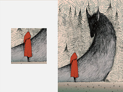 Red Riding Hood angryalbatros illustratio ink redridinghood