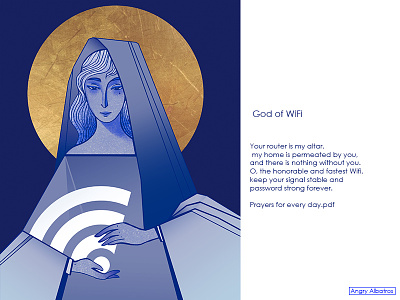 God of Wifi angry albytros dicital illustration digital art god illustration medern gods wacom wifi