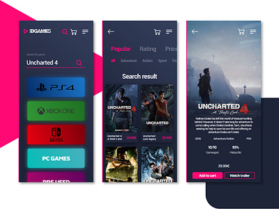 Game shop app concept app cart game gaming nathandrake online shop store ui ui design uncharted ux ux design