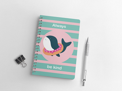 Kind Whale notebook cover illustration