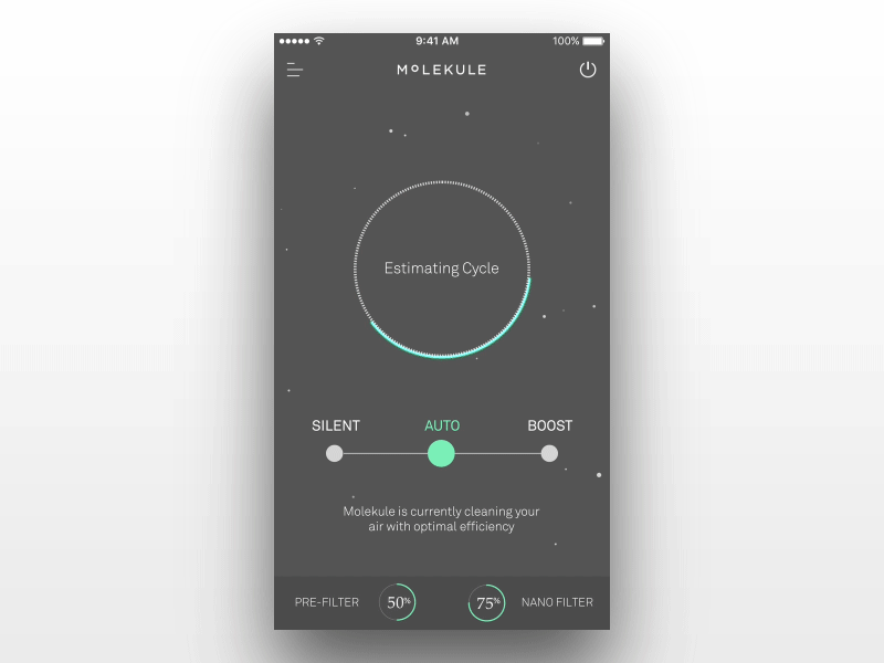 Molekule air animation app cleaning gif loading mobile molekule motion particles ux