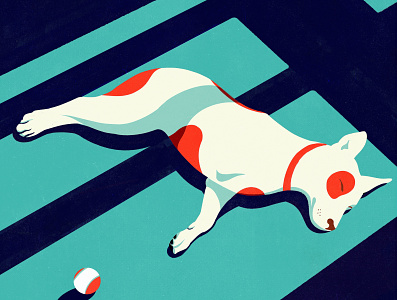 Nothing is missing (take2) bold colorful contemporary contrast digital painting dog editorial editorial illustration illustration love naive pet shadows sleeping three legged dog