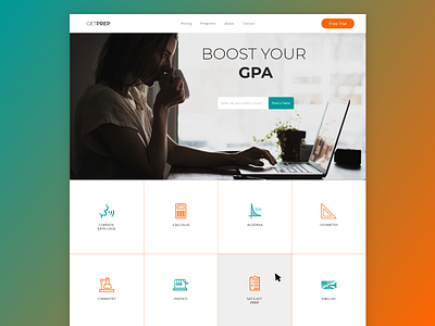 GetPrep - Tutoring Company Website 2d above the fold landing page service tutor tutoring web web design website