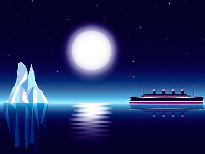 Titanic boat ice iceberg moon night sea ship sky stars titanic water wave