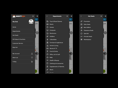 Mighty Ape mobile menu redesign responsive design ui ui design ux design visual design