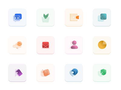 Glassmorphic Icons daily ui dailyui dailyuichallenge design figma glass effect glassmorphic glassmorphic icon glassy icon icons mobile ui ux