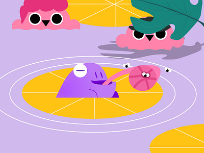 Hello Dribbble animal animation design first flat frog hello hellodribbble illustration kid minimal people person plant purple shadow type vector water watercolor