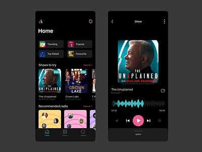 🎶🔥Podcast UI ( Dark mode )🔥🎶