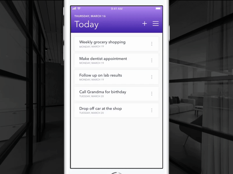 Daily UI #042 aftereffects animation challenge color dailyui ios list mobile phone todo ui