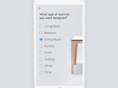 Interior Design Survey app design iphone minimal survey ui
