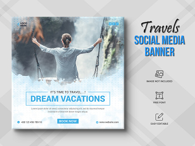 Travel agency social media post or tour holiday Post