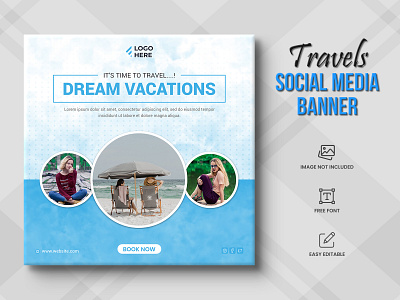 Travel agency social media post or tour holiday Post