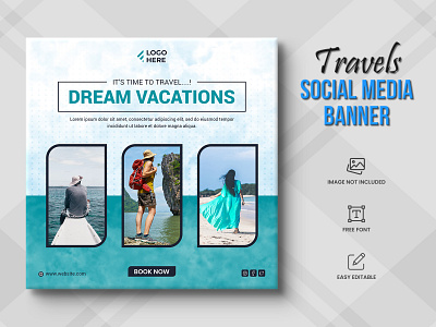 Travel agency social media post or tour holiday Post