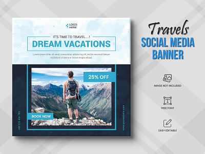 Travel agency social media post or tour holiday Post