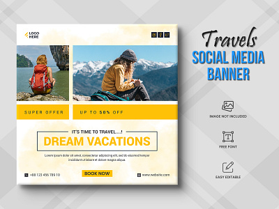 Travel agency social media post or tour holiday Post